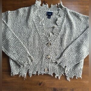Daytrip adorable warm sweater cardigan button up raw edge size s NWOT